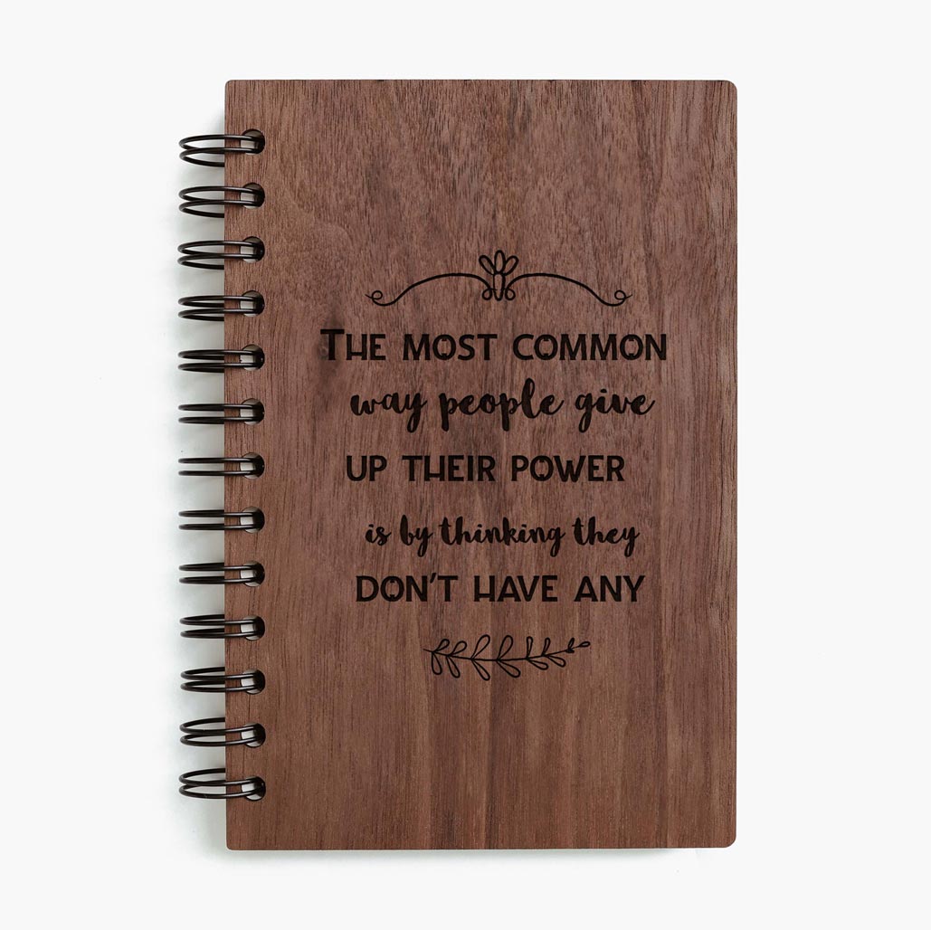 Awake your power walnut wooden notebook