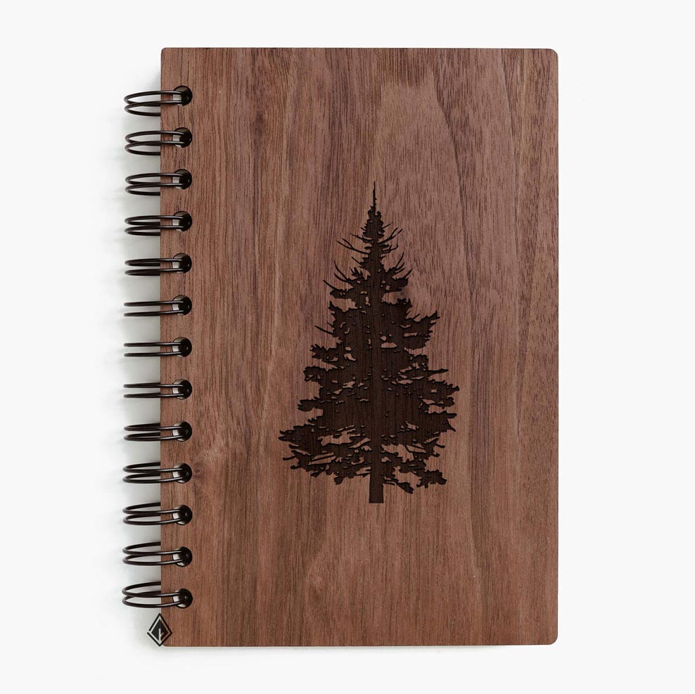 Pine tree walnut wooden notebook