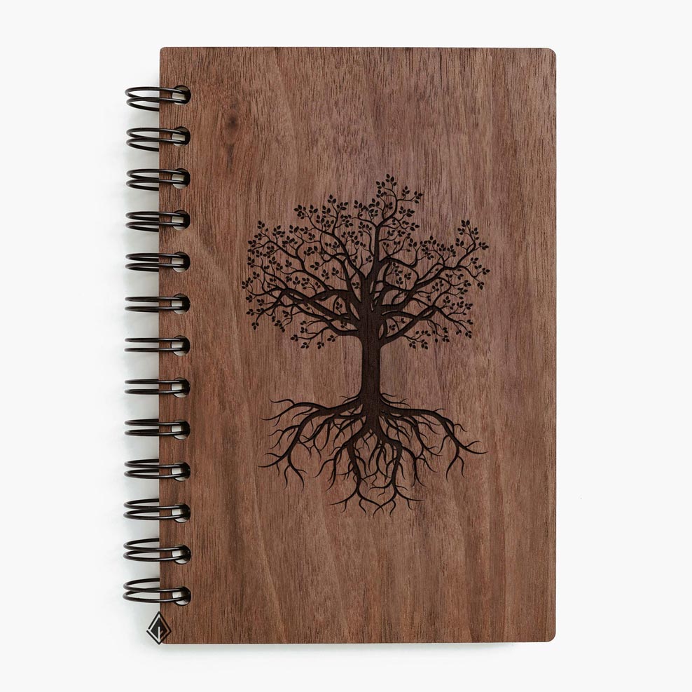 Tree walnut wooden notebook