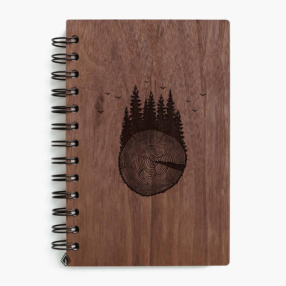 Tree walnut wooden notebook