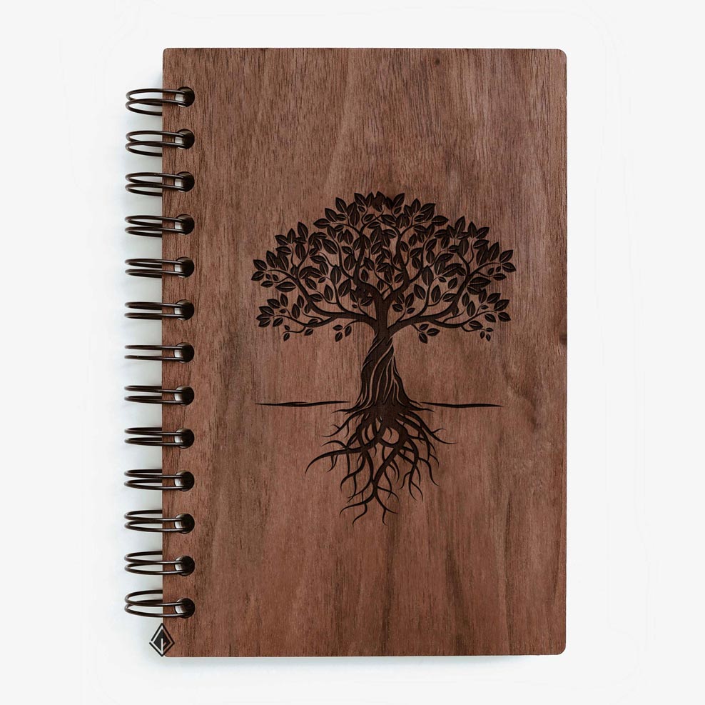 Tree walnut wooden notebook