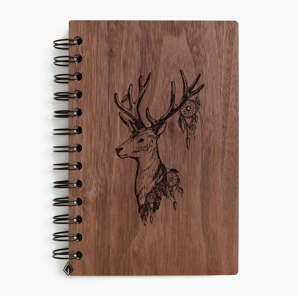 Christmas deer walnut wooden notebook
