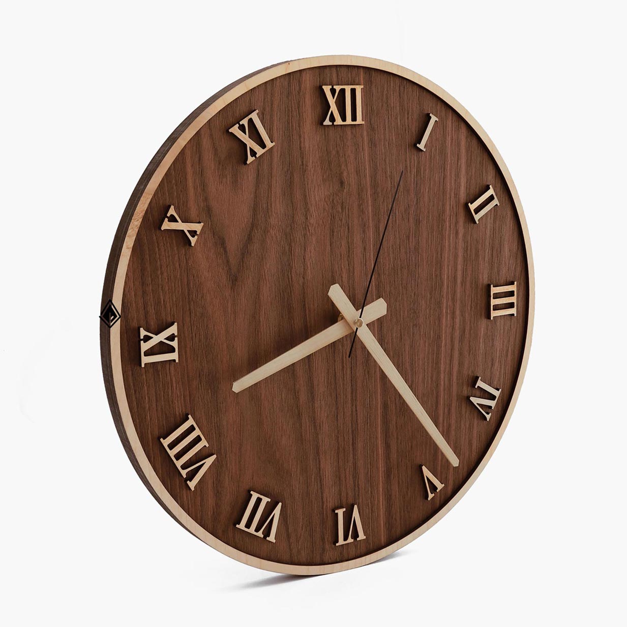 Wooden Roman Wall Clock | Bordered