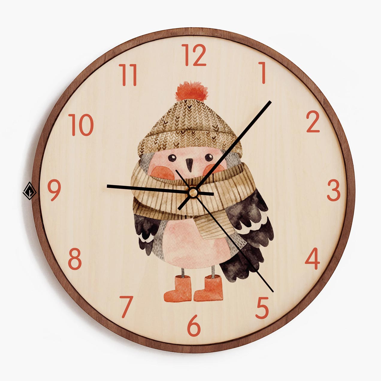 Wooden Wall Clocks Cute Winter Owl