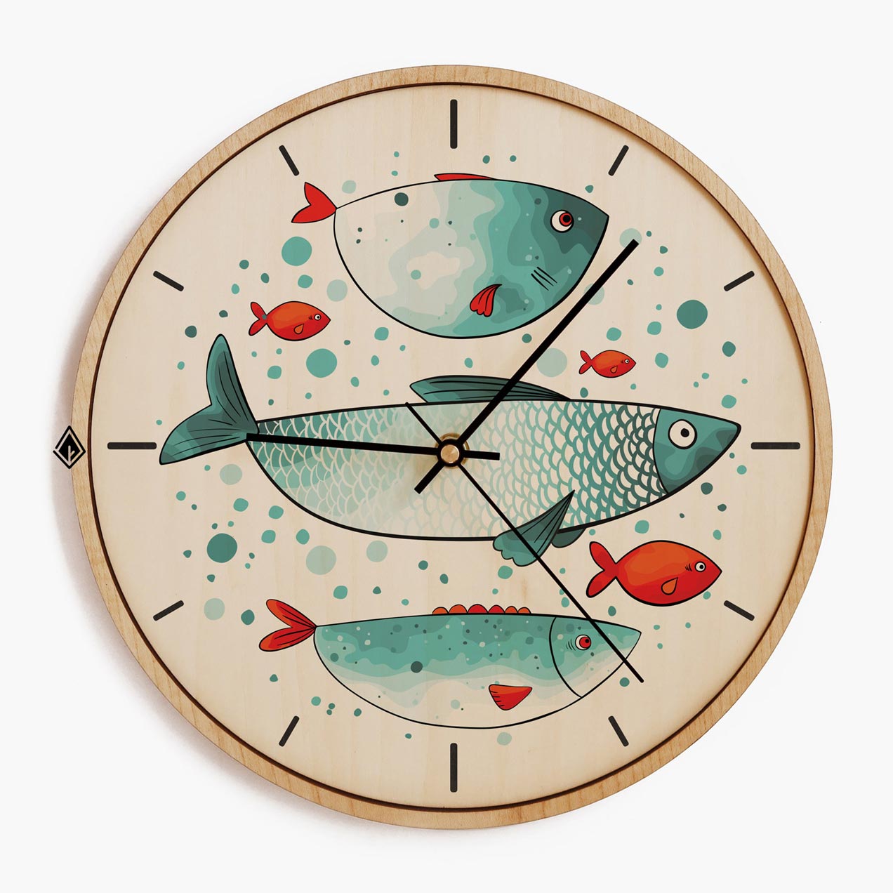 Wooden Wall Clocks Cute Fishes