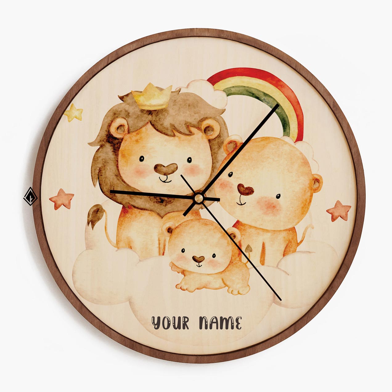 Wooden Wall Clocks Cute cartoon lion family