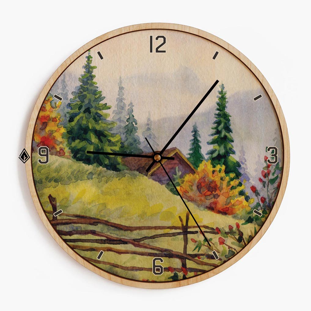 Wooden Wall Clocks Autumn Countryside