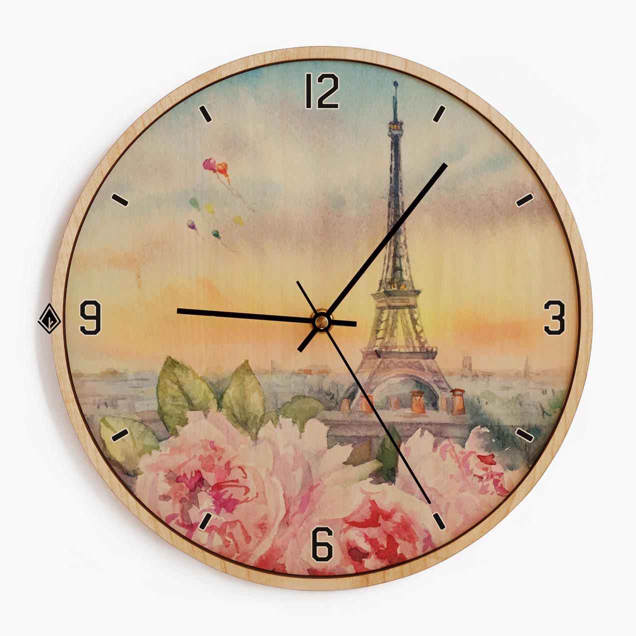Wooden Wall Clocks Paris romance