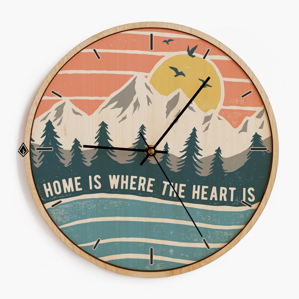Wooden Wall Clocks Home is where the heart is