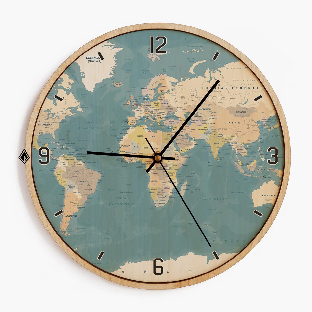 Wooden Wall Clocks World map
