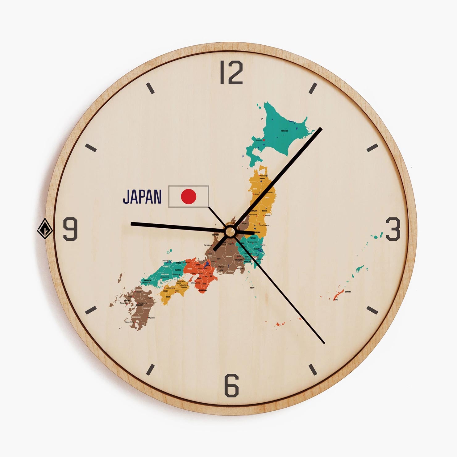 Wooden Wall Clocks Japan map