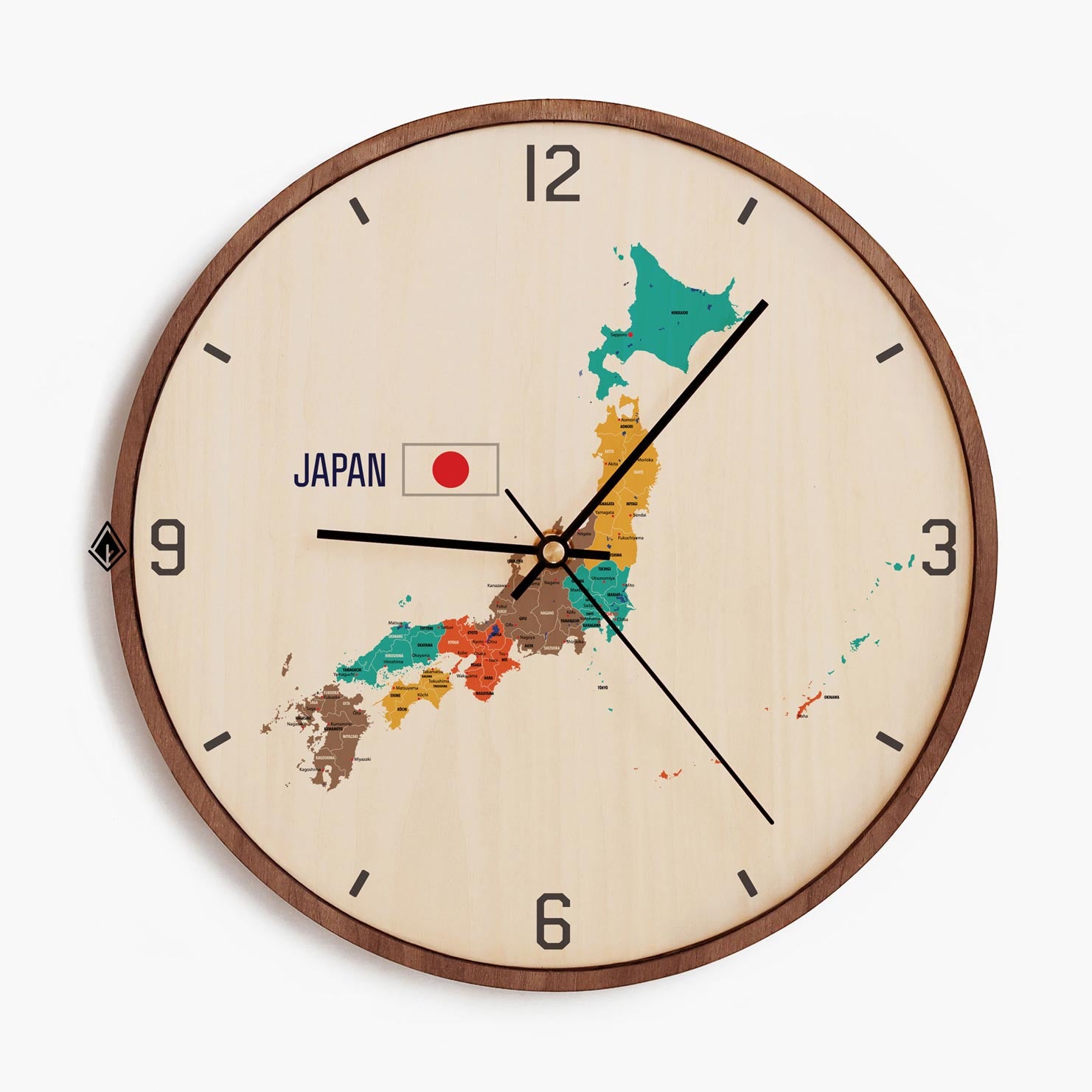 Wooden Wall Clocks Japan map