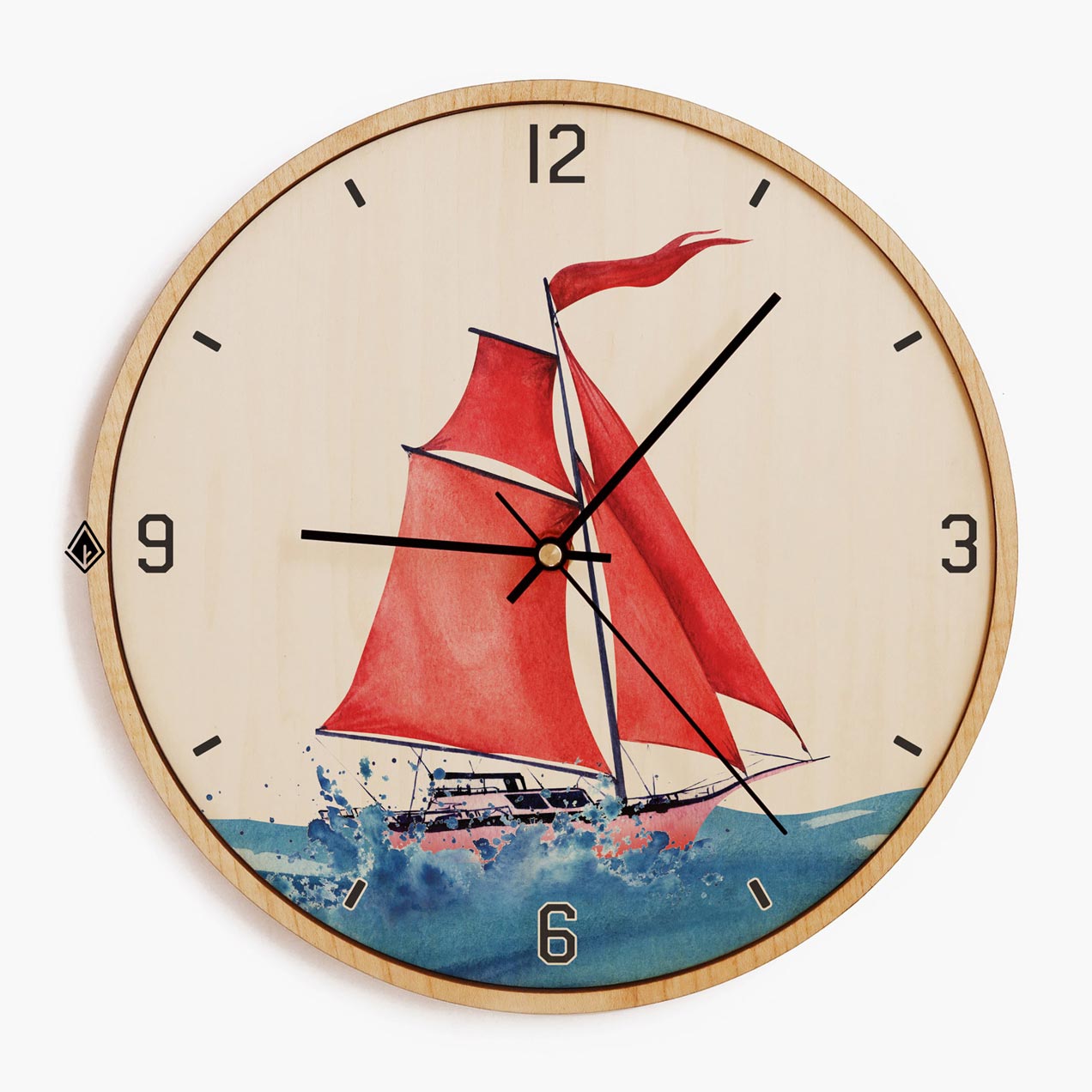 Wooden Wall Clocks Fishing Boat In The Sea