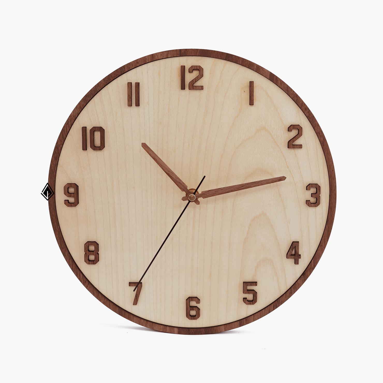 Wooden Maple Wall Clock | Bordered