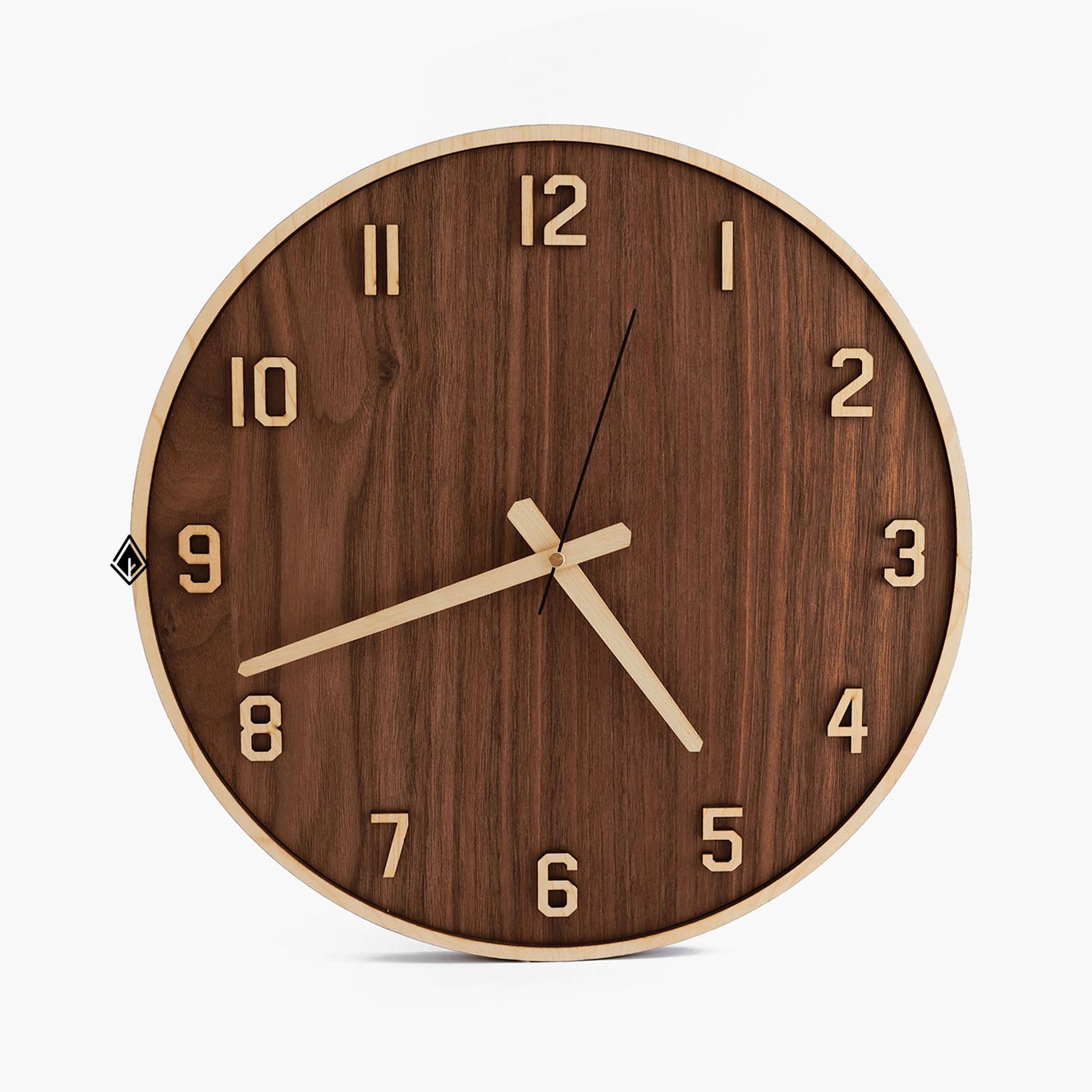 Wooden Walnut Wall Clock | Bordered
